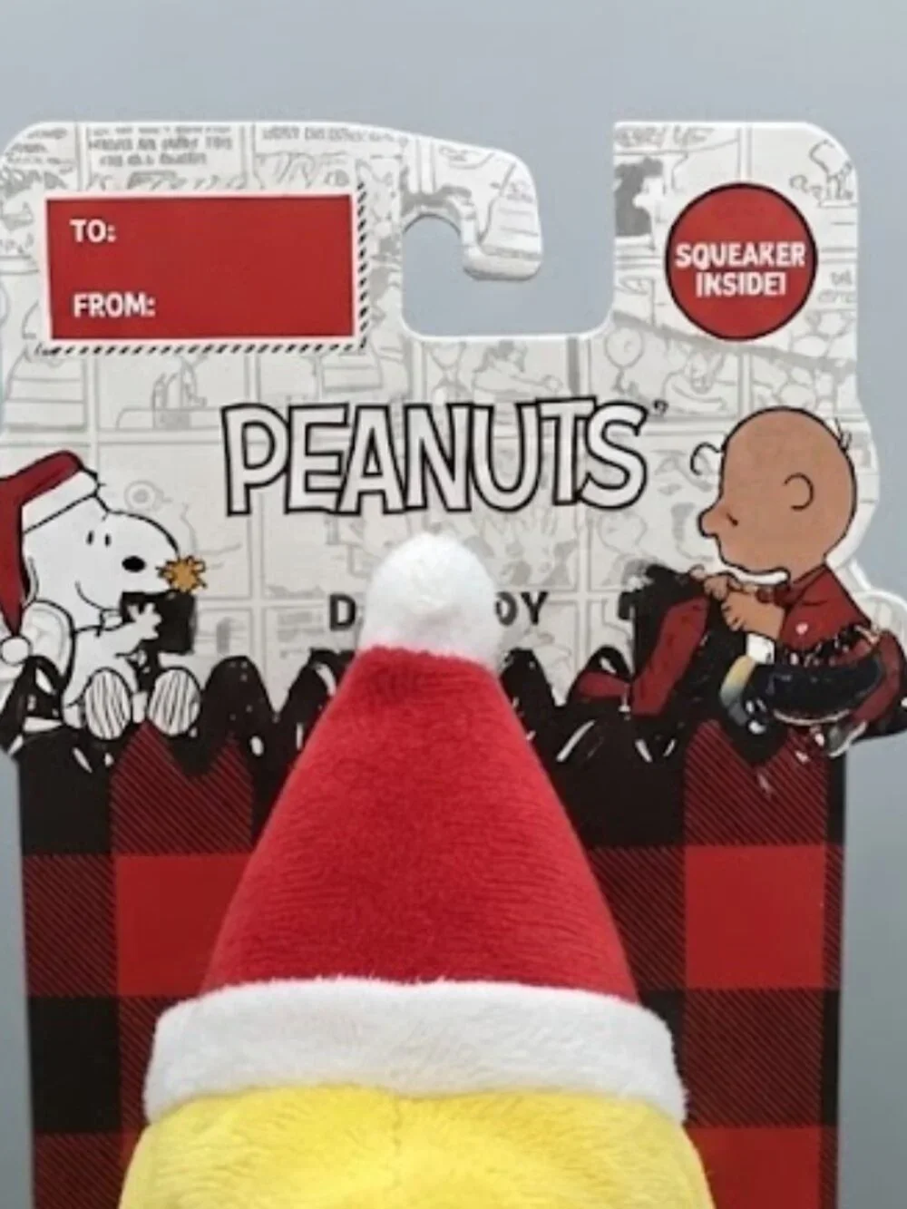 NWT Peanuts Woodstock Christmas Wreath Plush Squeaker Dog Toy